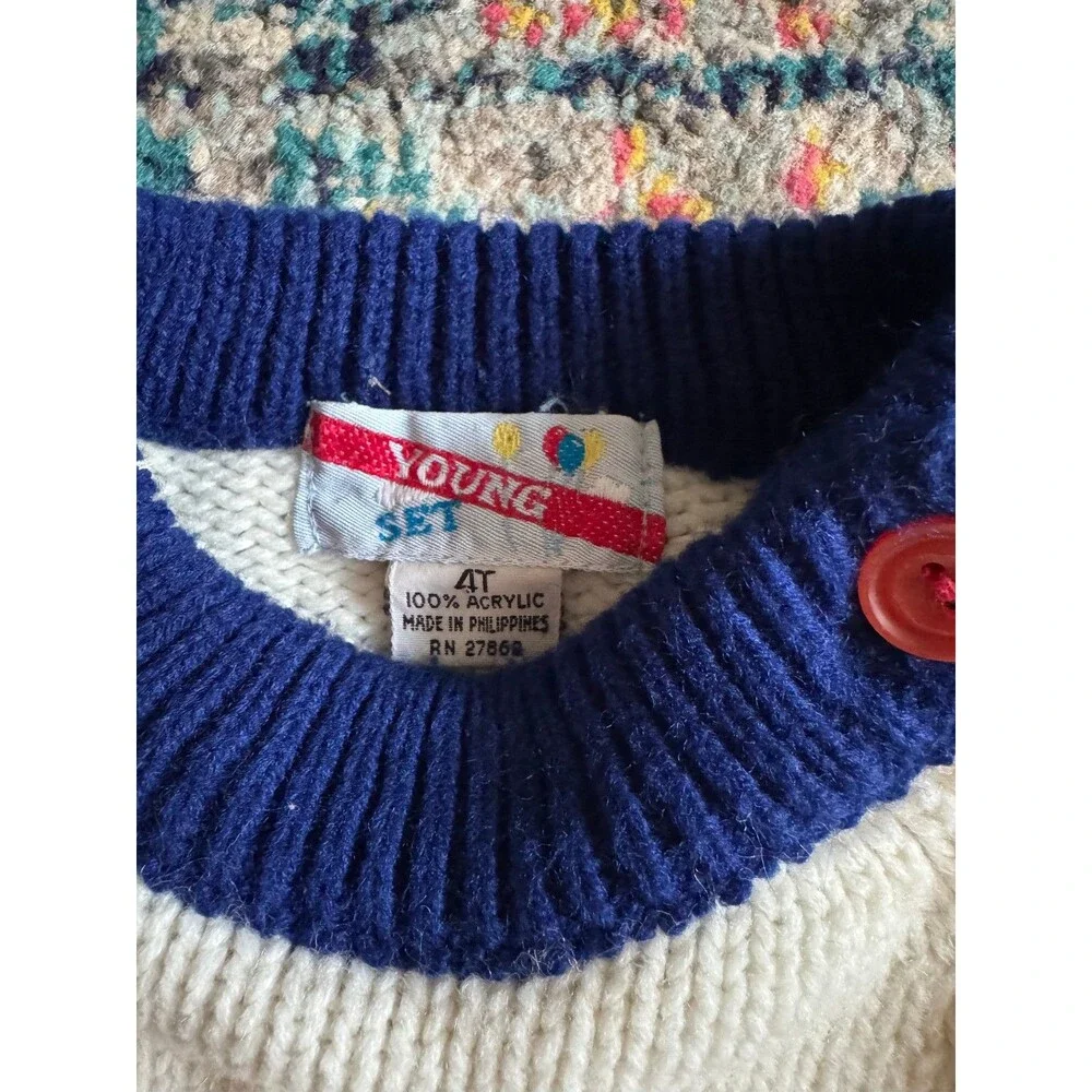 Vintage 90s Young Set Tic‎ Tac Toe Sweater Size 4T Kidcore Play